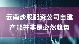 云南炒股配资公司自建产能并非是必然趋势