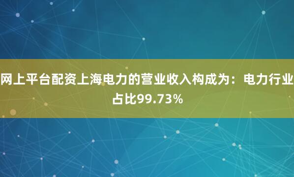 网上平台配资上海电力的营业收入构成为：电力行业占比99.73%